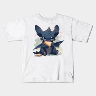 Hungry little black dragon Kids T-Shirt